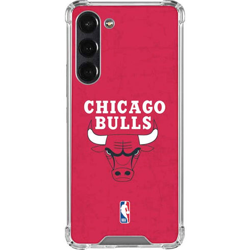 NBA Chicago Bulls Red Distressed Galaxy S24 FE Clear Case